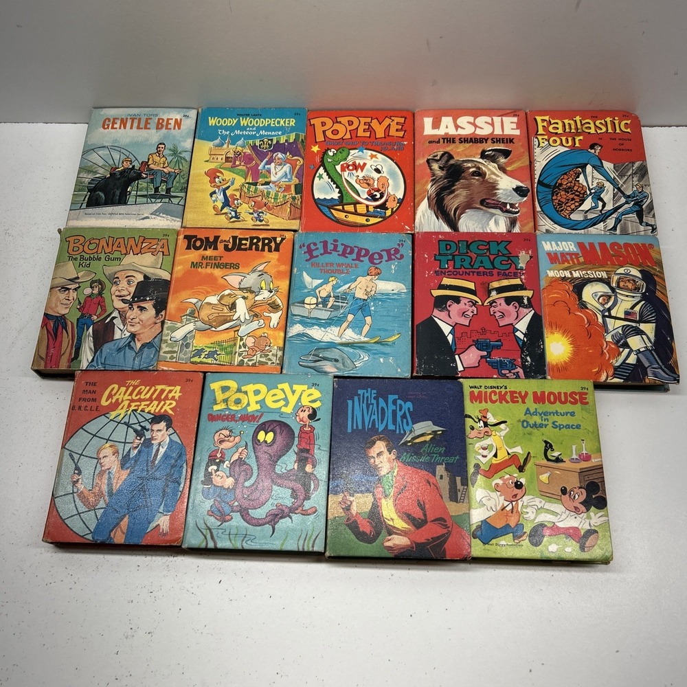 Vintage Whitman Big Little Books Lot of 14 Popeye Fantastic Four Disney TV AS-IS